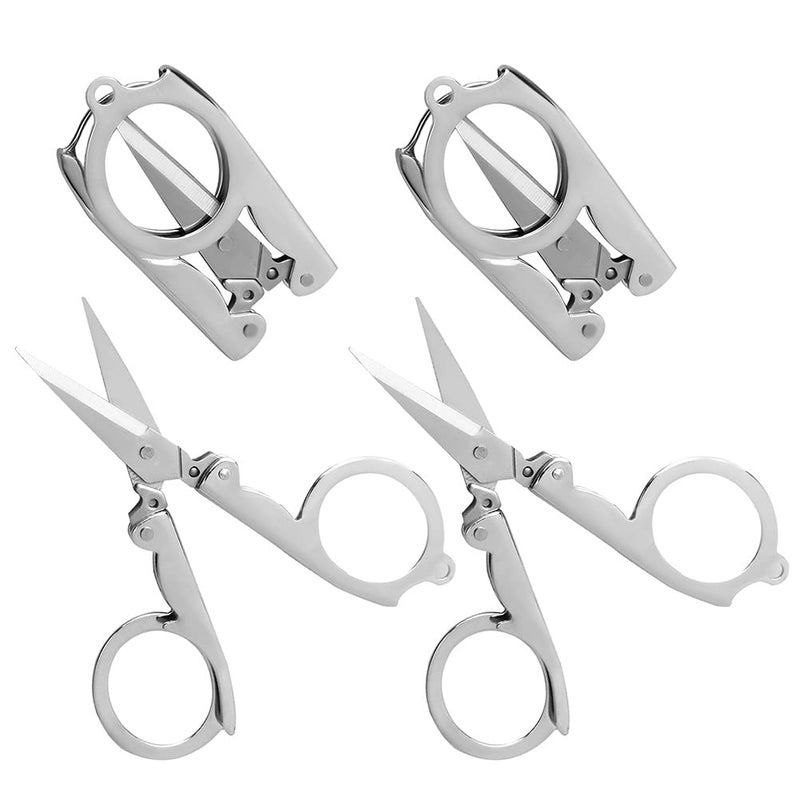 SUMAJU Folding Scissors, 4Pcs Stainless Steel Small Scissors Pocket Portable Foldable Travel Scissors Tiny Mini Craft Cutter - Image 1